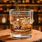 Every Sip Tastes Like Happy Retirement, Palm Trees Beach Chair Sun, Personalized Custom Whiskey Glass, Gift For Retirees