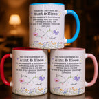 The Bond Between An Aunt & Niece, Flowers And Butterflies, Custom Accent Mug, Gift For Family