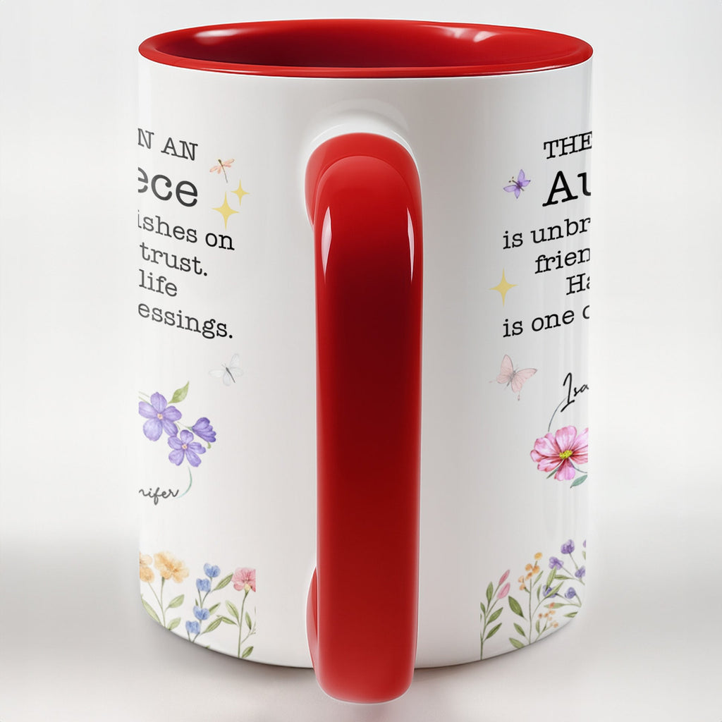 The Bond Between An Aunt & Niece, Flowers And Butterflies, Custom Accent Mug, Gift For Family
