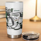 Golf Enthusiast Personalized Tumbler Featuring Clubs and Balls,Custom Stainless Steel Tumbler,Gift For Dad and Sports Lovers