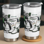 Golf Enthusiast Personalized Tumbler Featuring Clubs and Balls,Custom Stainless Steel Tumbler,Gift For Dad and Sports Lovers