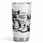 Golf Enthusiast Personalized Tumbler Featuring Clubs and Balls,Custom Stainless Steel Tumbler,Gift For Dad and Sports Lovers